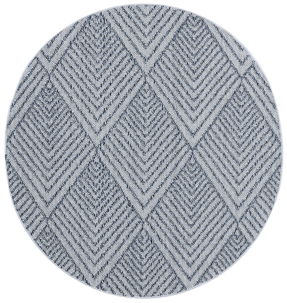 Lata Naka Geometric Charcoal Round Flatweave Rug