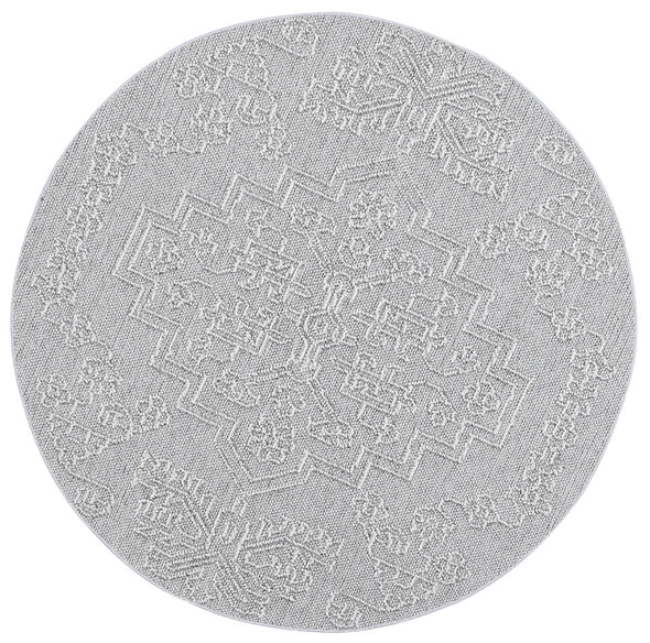 Lata Nori Contemporary Grey Round Flatweave Rug