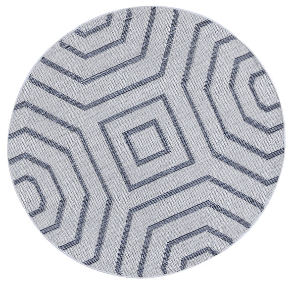 Lata Hale Geometric Charcoal Round Flatweave Rug