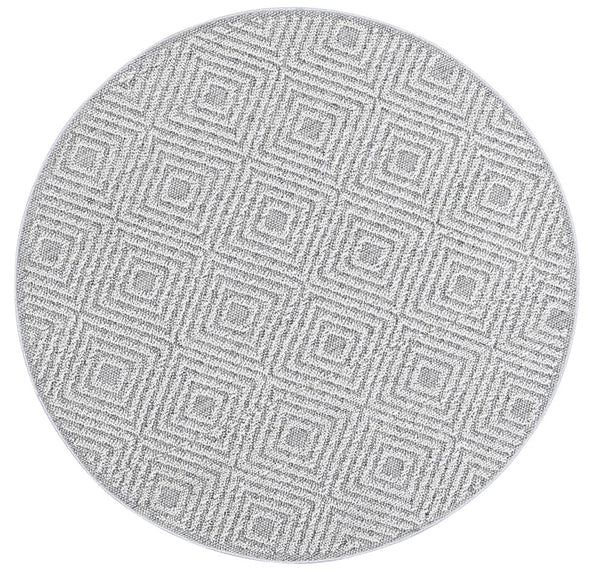 Lata Fugui Geometric Grey Round Flatweave Rug